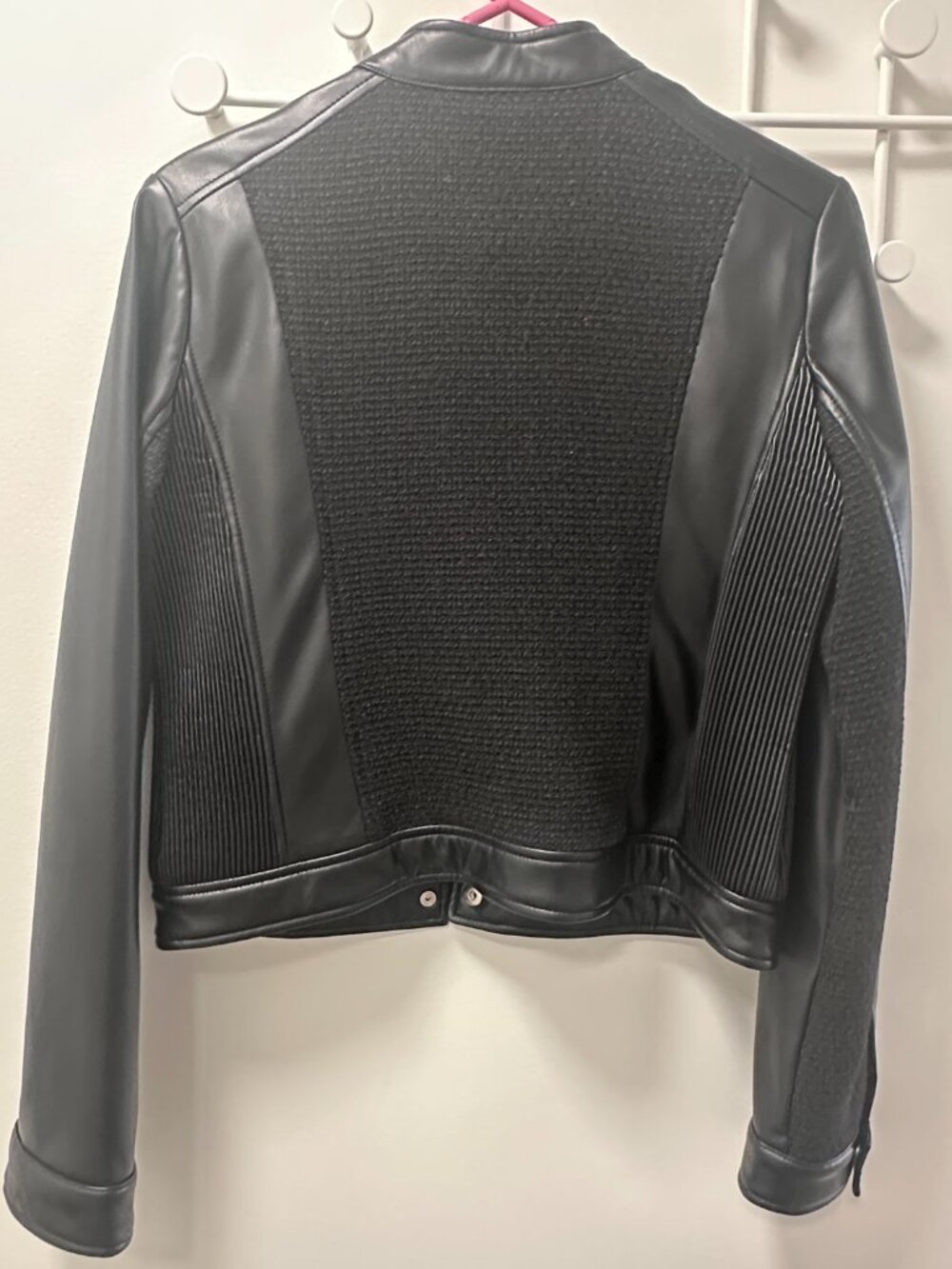 Parish Hilton Vegan Leather Jacket Black/Silver Size S View 6